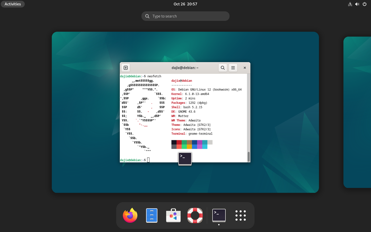 A Completed Debian install with GNOME